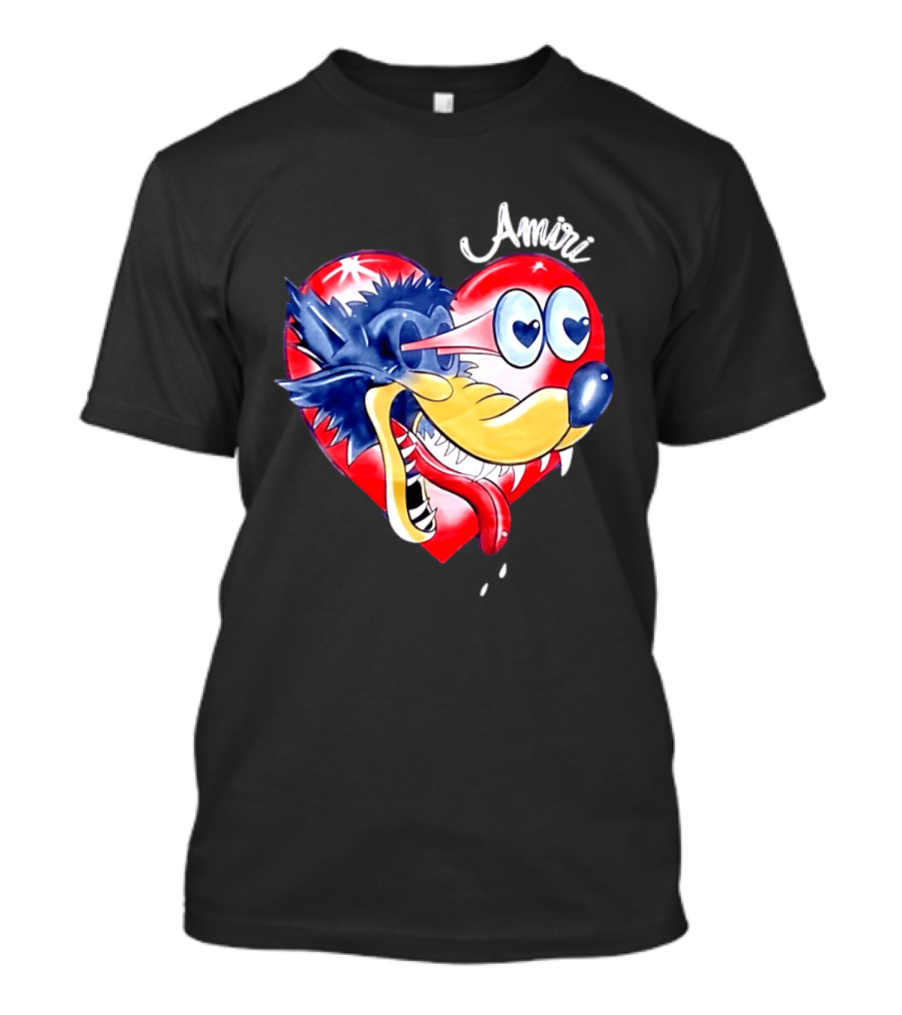 Heart Wolf Amiri Iconic Pop Art Style Fusion T-Shirt