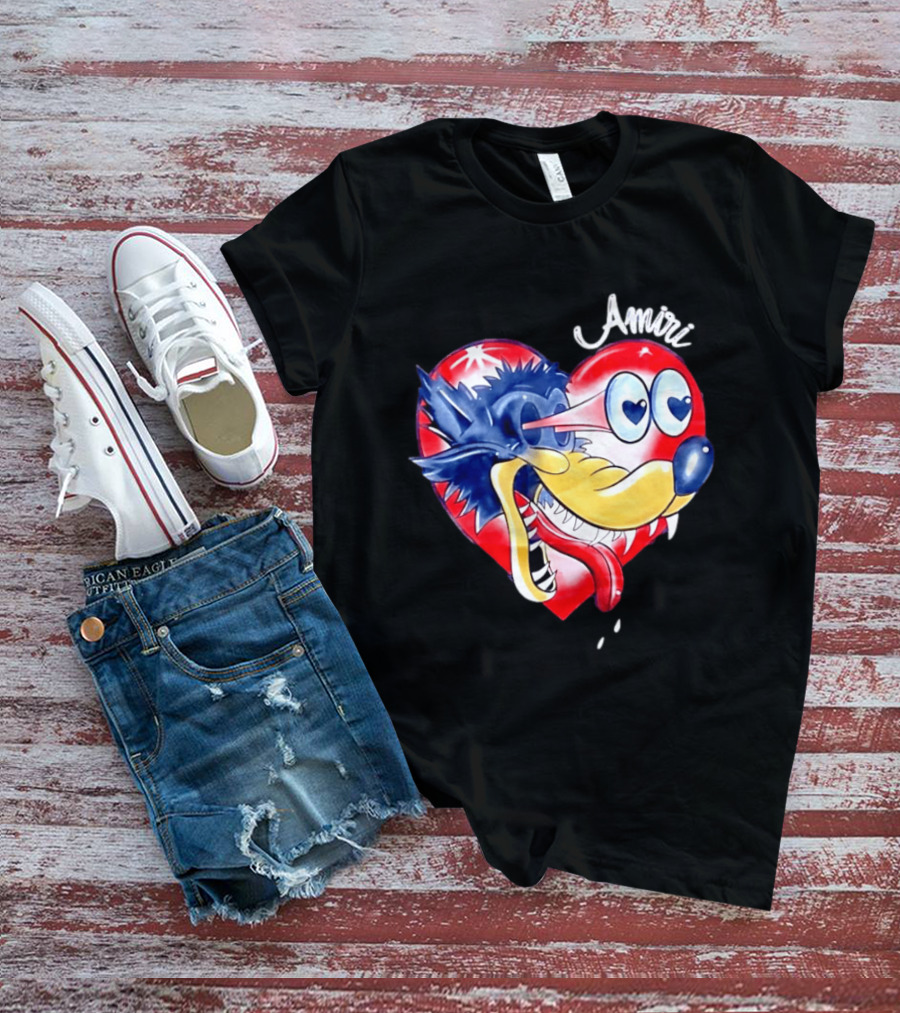 Heart Wolf Amiri Iconic Pop Art Style Fusion T-Shirt