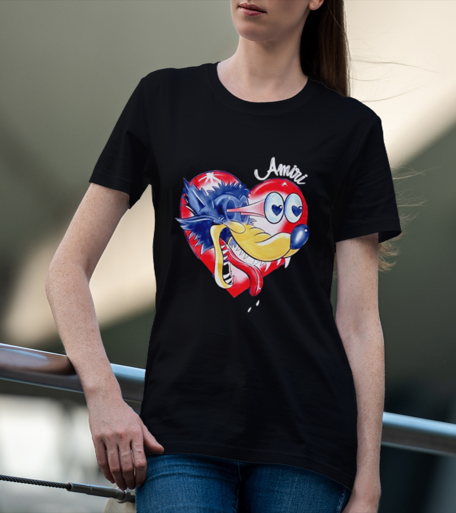Heart Wolf Amiri Iconic Pop Art Style Fusion T-Shirt