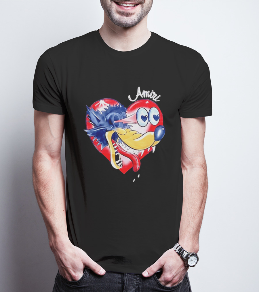 Heart Wolf Amiri Iconic Pop Art Style Fusion T-Shirt