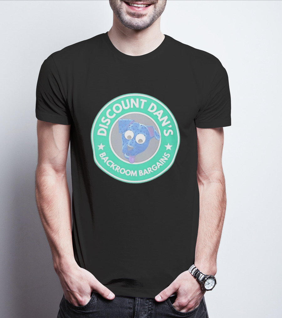 Discount Dan's Backroom Bargains Dog Face Circular T-Shirt