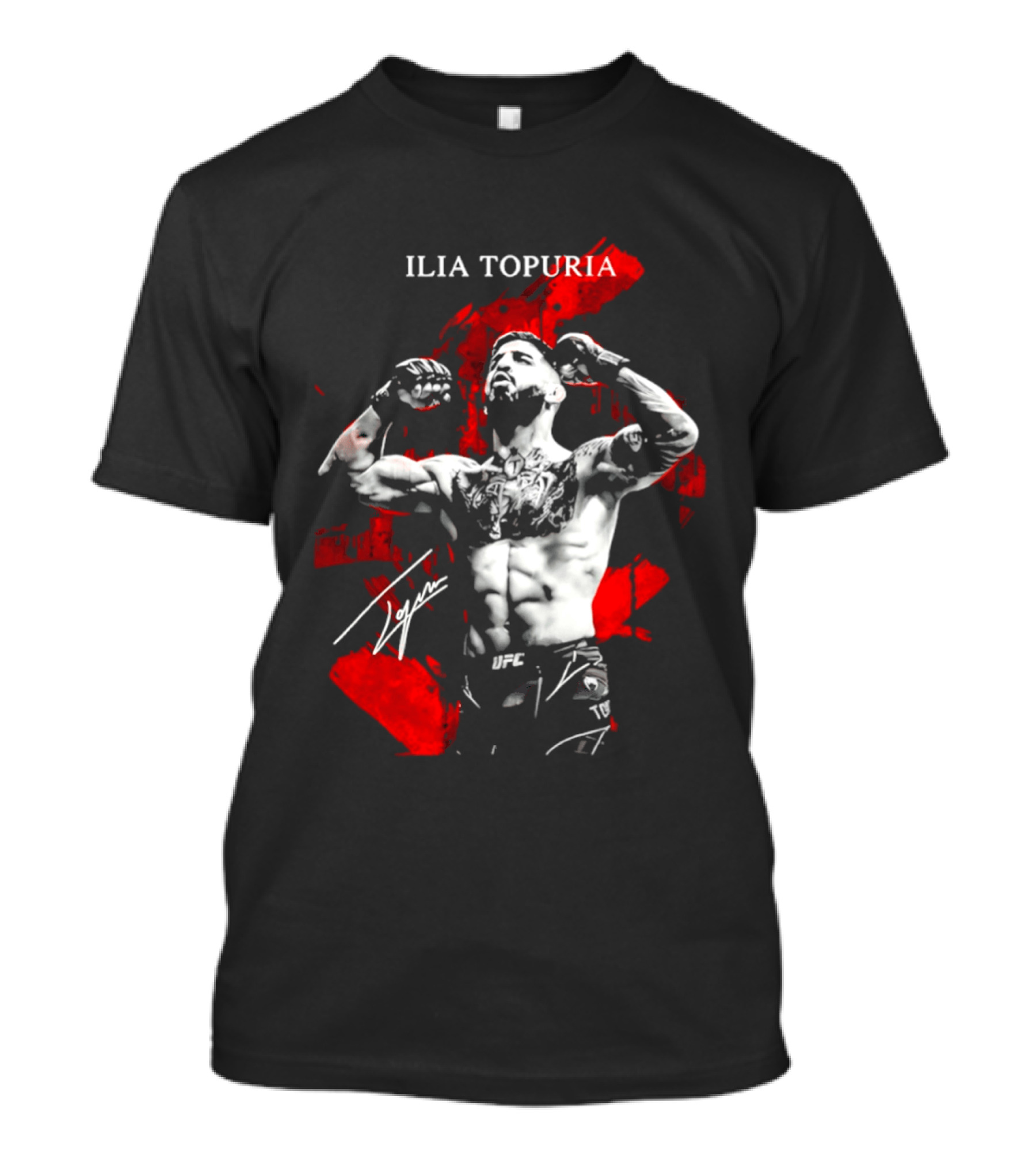 Ilia Topuria UFC Fighter Bold Red Abstract T-Shirt