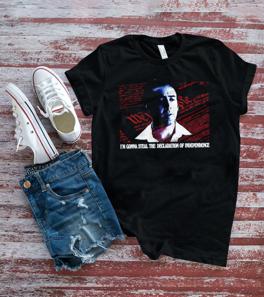 Nicolas Cage I'm Gonna Steal The Declaration Of Independence Face Red White Blue T-Shirt