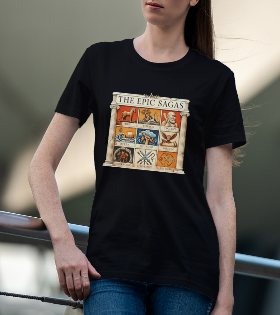 The Epic Sagas Odysseus Trojan War Ocean Thunder Underworld Cyclops Vengeance Heroic Journey T-Shirt