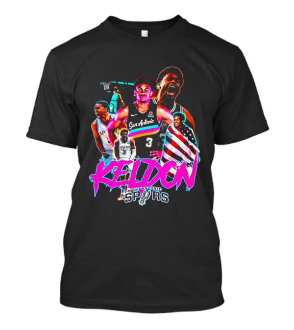 San Antonio Spurs Keldon Johnson Collage Vibrant Basketball Player T-Shirt