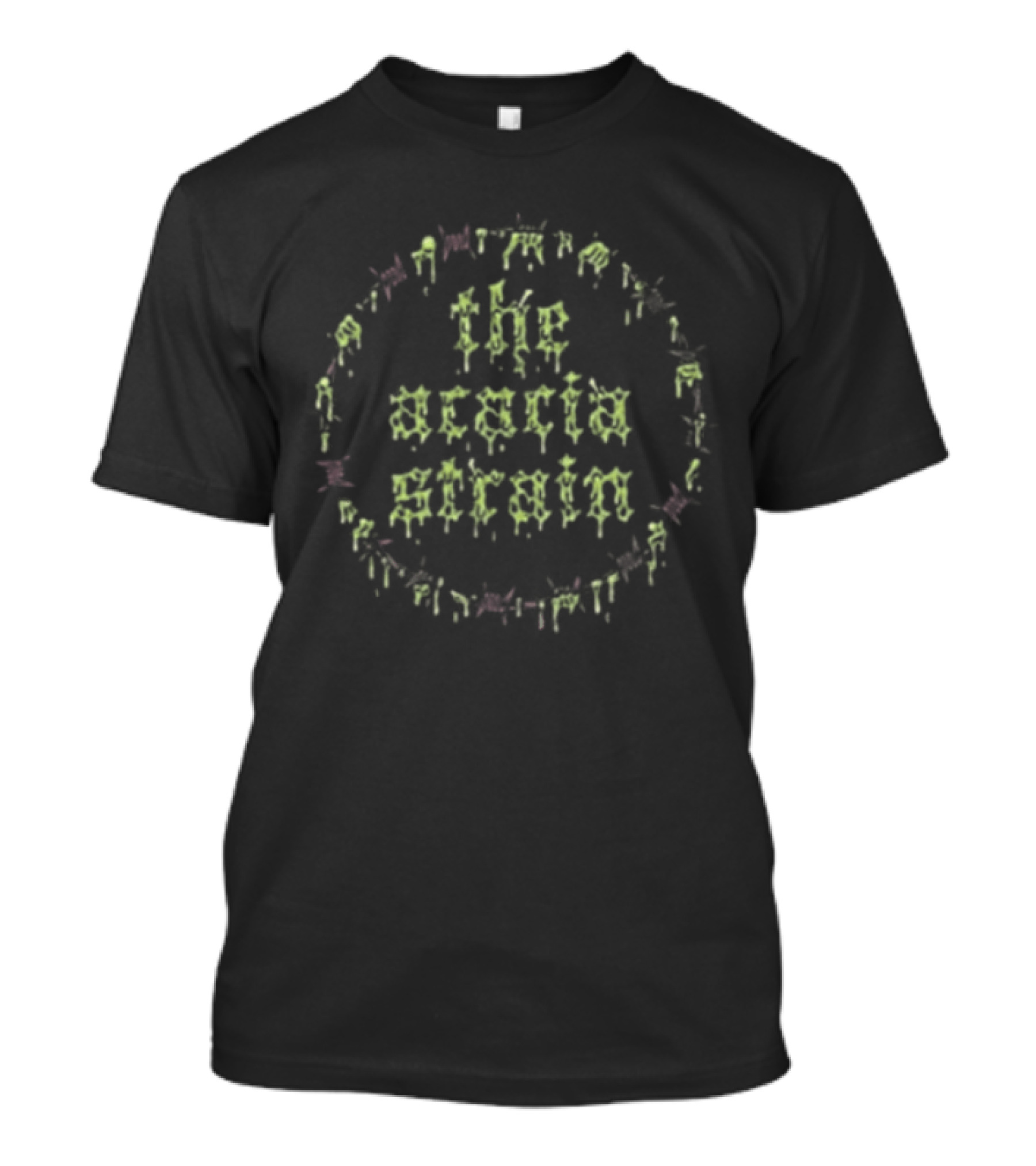 The Acacia Strain Muckman Text In Green With Pink T-Shirt
