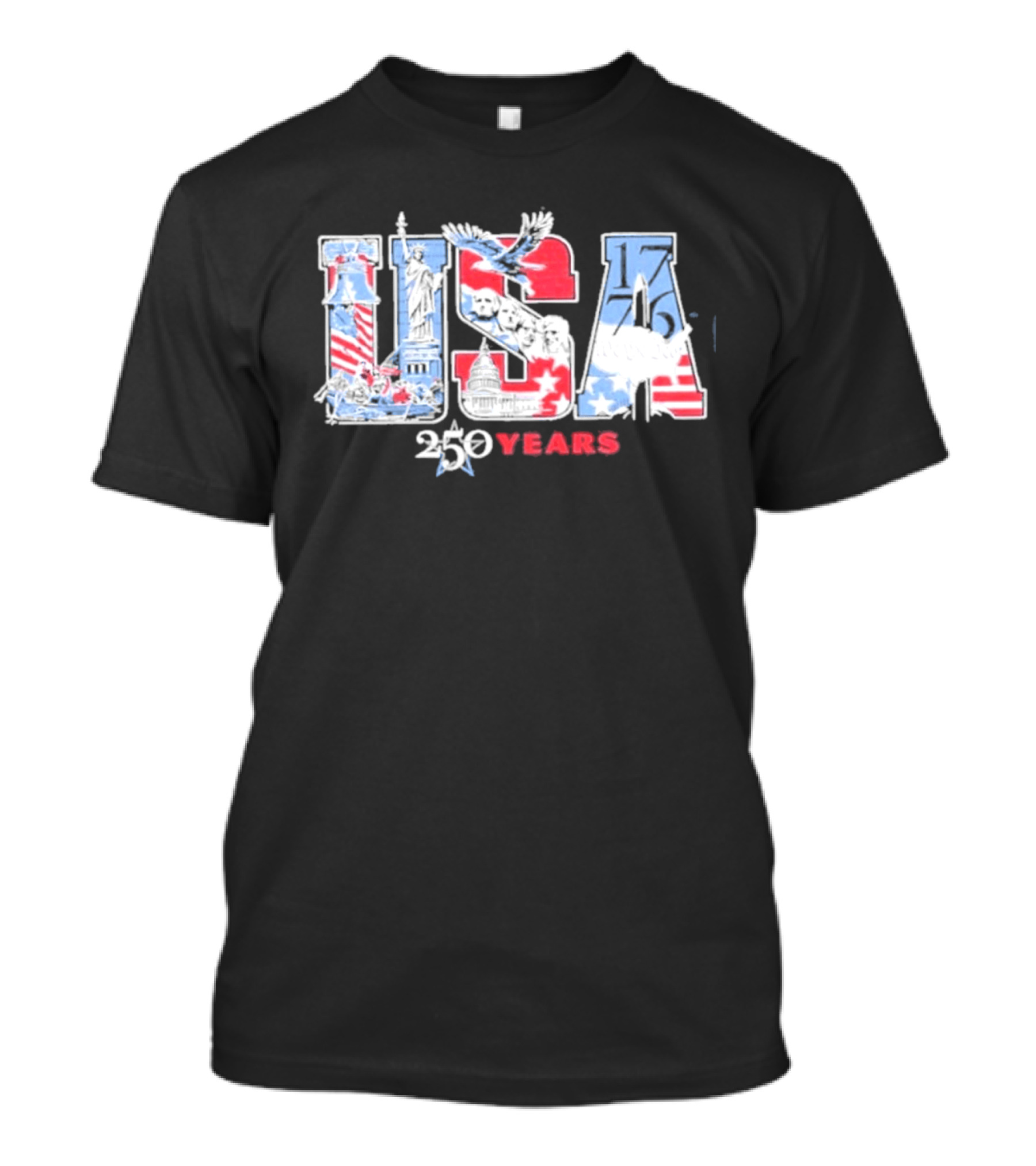 USA 250 Years 1776 2026 American Flag Liberty Eagle T-Shirt