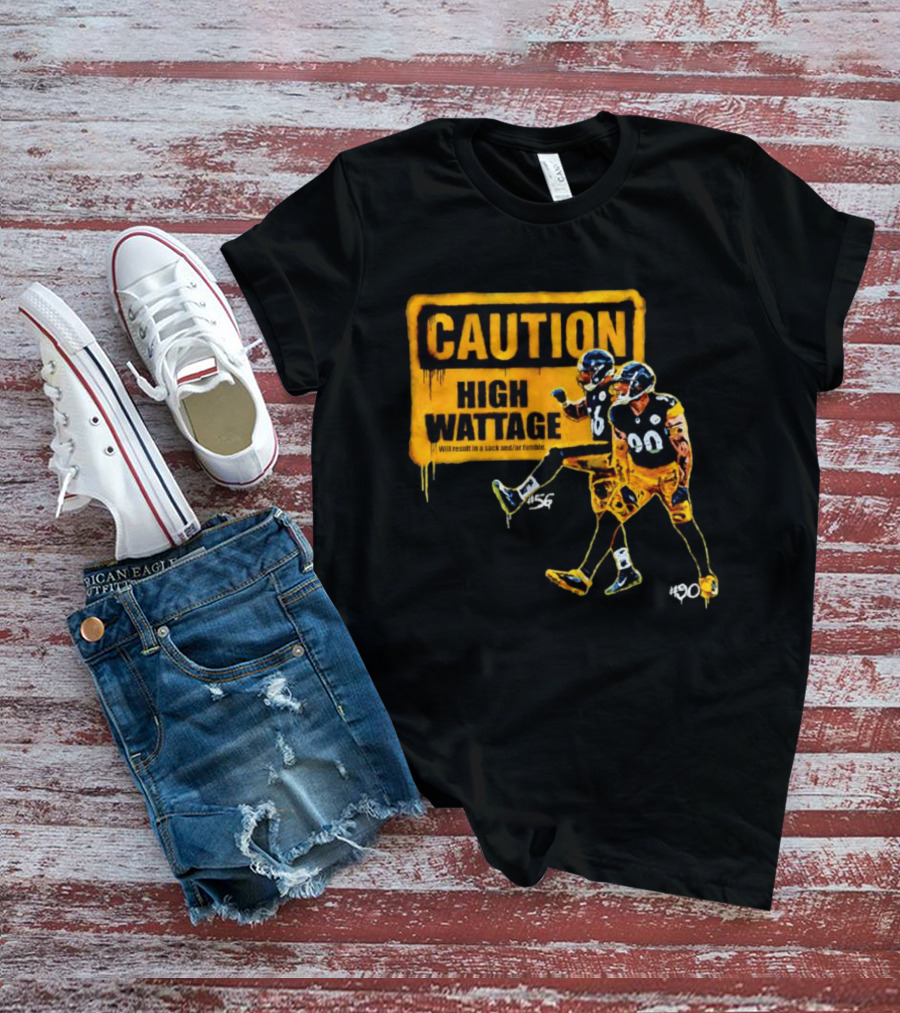 Caution High Wattage Alex Highsmith TJ Watt Pittsburgh Steelers Sack T-Shirt