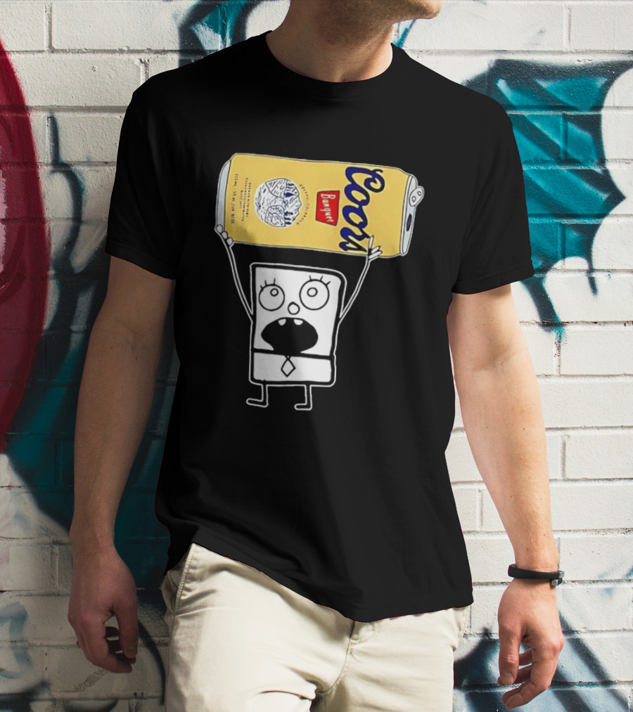 Coors Banquet Blocky Comic 355mL 5 Alc Vol Golden Colorado ESTD 1873 Refreshing T-Shirt