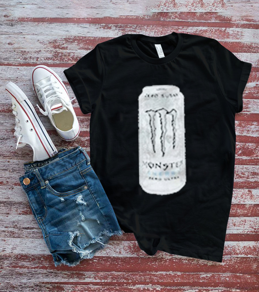 Monster Energy Zero Sugar White Can Patch T-Shirt