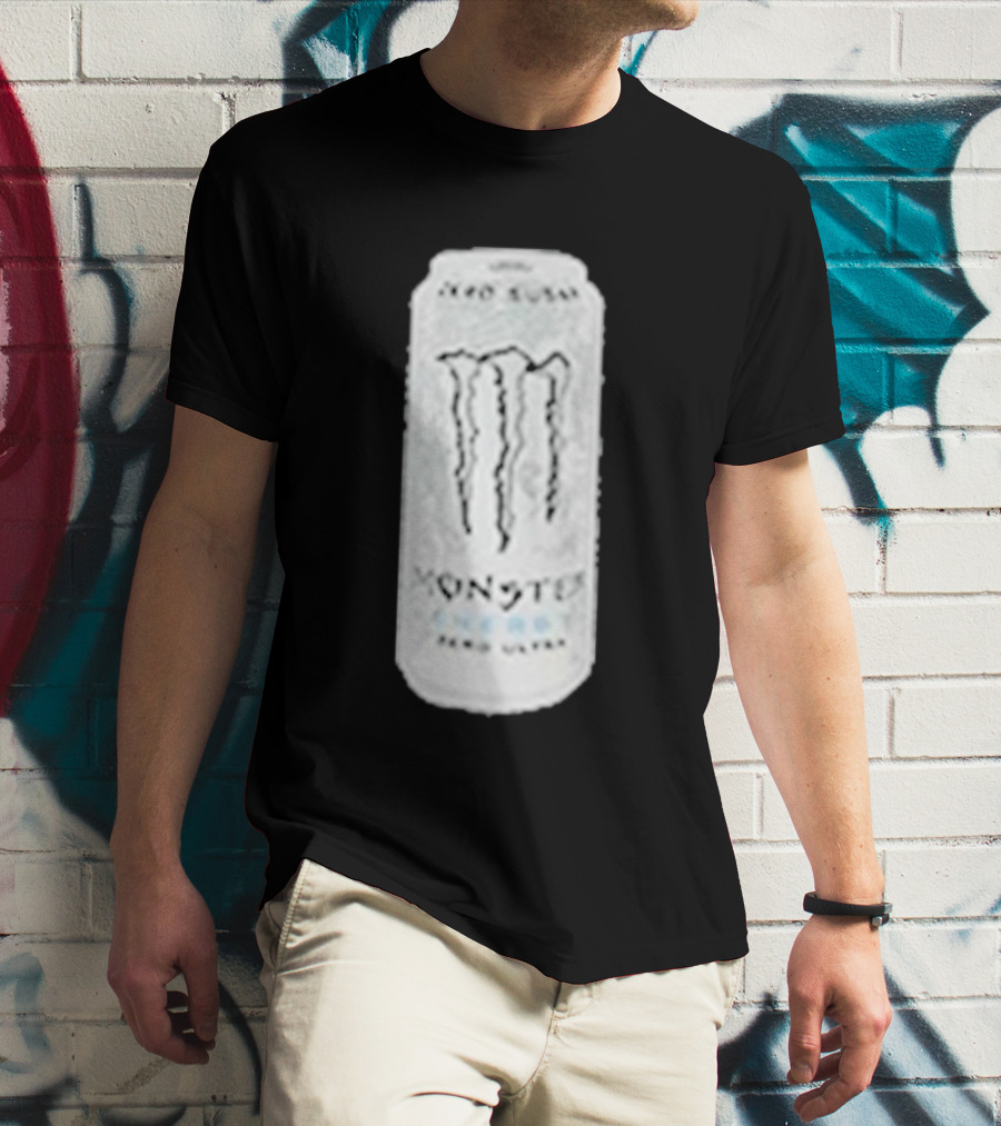 Monster Energy Zero Sugar White Can Patch T-Shirt