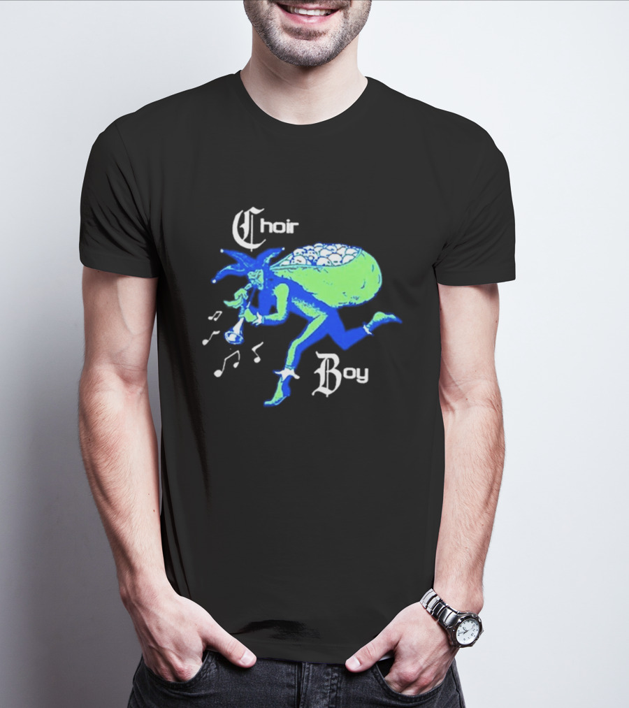 Choir Boy Running Jester With Bag Of Bones And Musical Notes T-Shirt