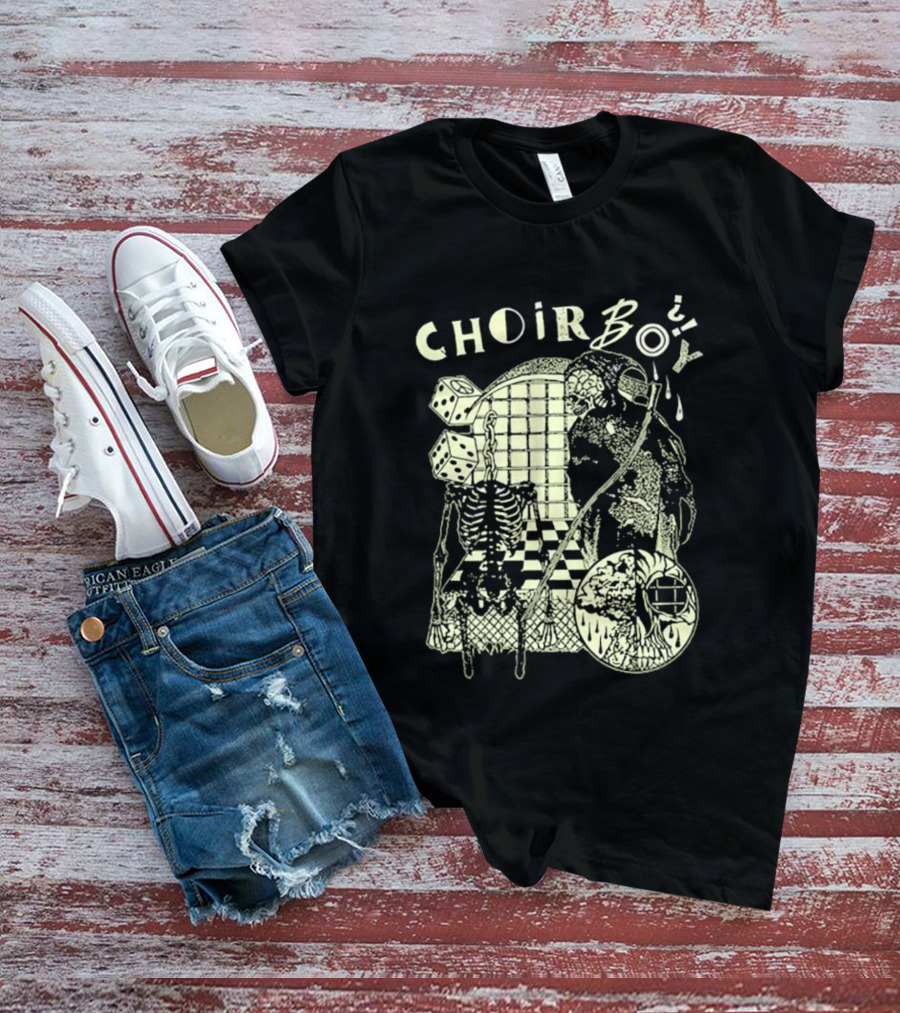 Choir Boy Reaper Skeleton Chessboard T-Shirt