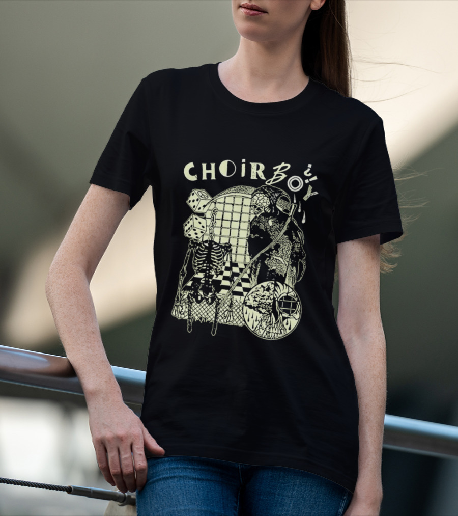 Choir Boy Reaper Skeleton Chessboard T-Shirt