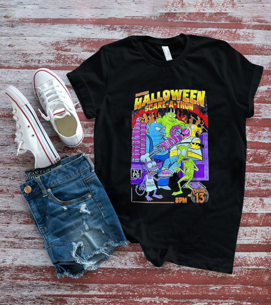 Simpsons Halloween Scare A Thon TV PG 8PM Channel 13 Hell's Kitchen Monsters And Aliens T-Shirt