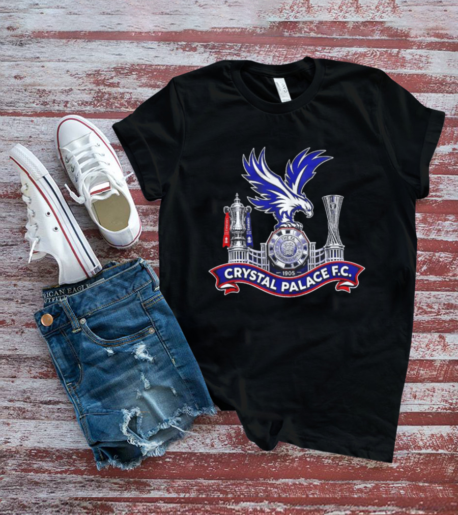 Crystal Palace FC FA Community Shield 1905 Emblem With Trophies And Eagle T-Shirt