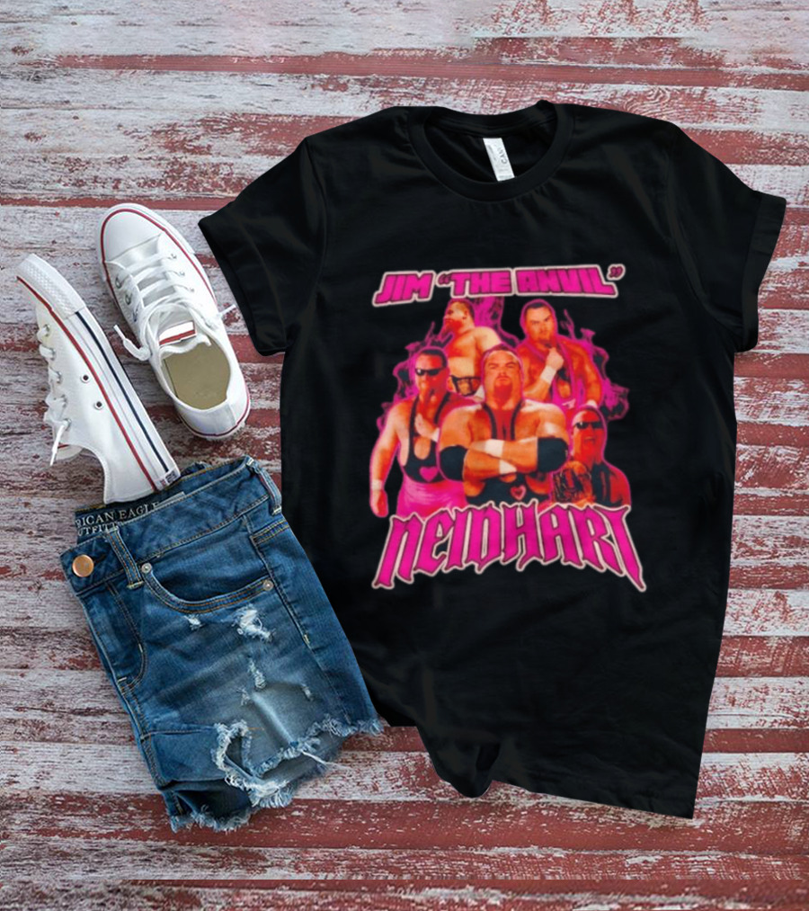 Jim Neidhart The Anvil Wrestler Pink Collage Neidhart T-Shirt