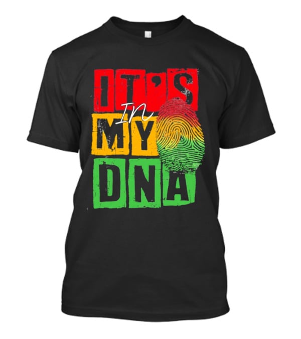 Juneteenth Black Queen It's In My DNA Fingerprint Red Yellow Green T-Shirt