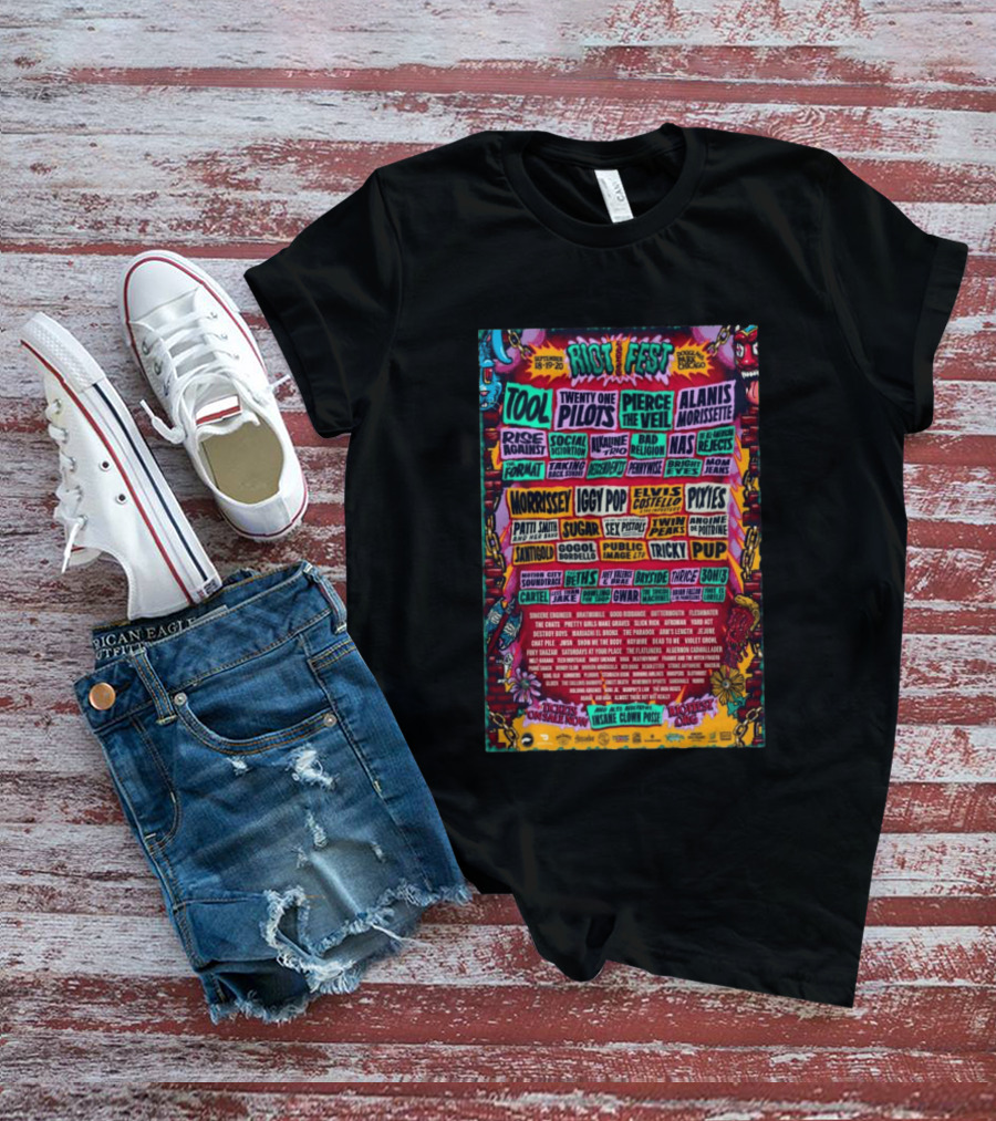 Riot Fest 2026 Lineup Featuring Tool Nine Inch Nails Iggy Pop Pixies Chicago T-Shirt