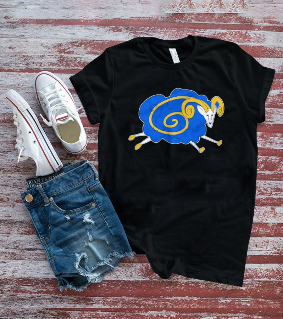 Los Angeles Rams Cursed Spiral Blue Sheep T-Shirt