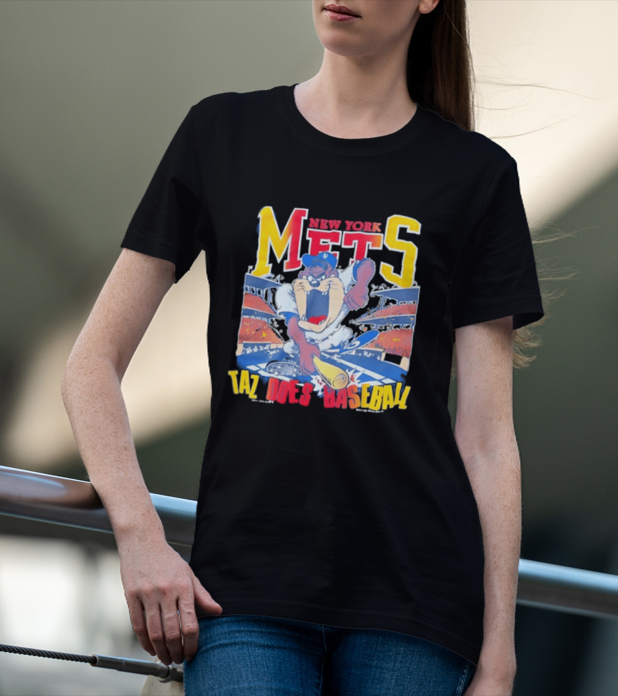 New York Mets Taz Does Baseball Stadium Scene T-Shirt
