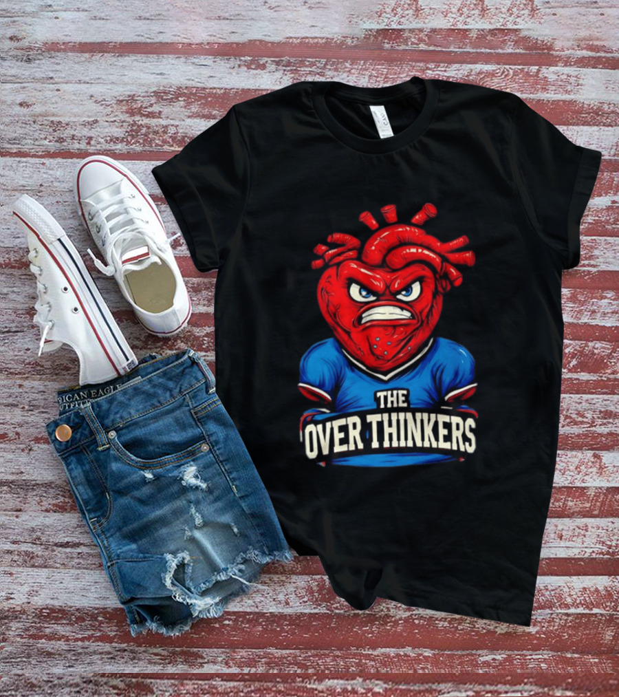 The Overthinkers Varsity Angry Heart Bold Red Blue T-Shirt