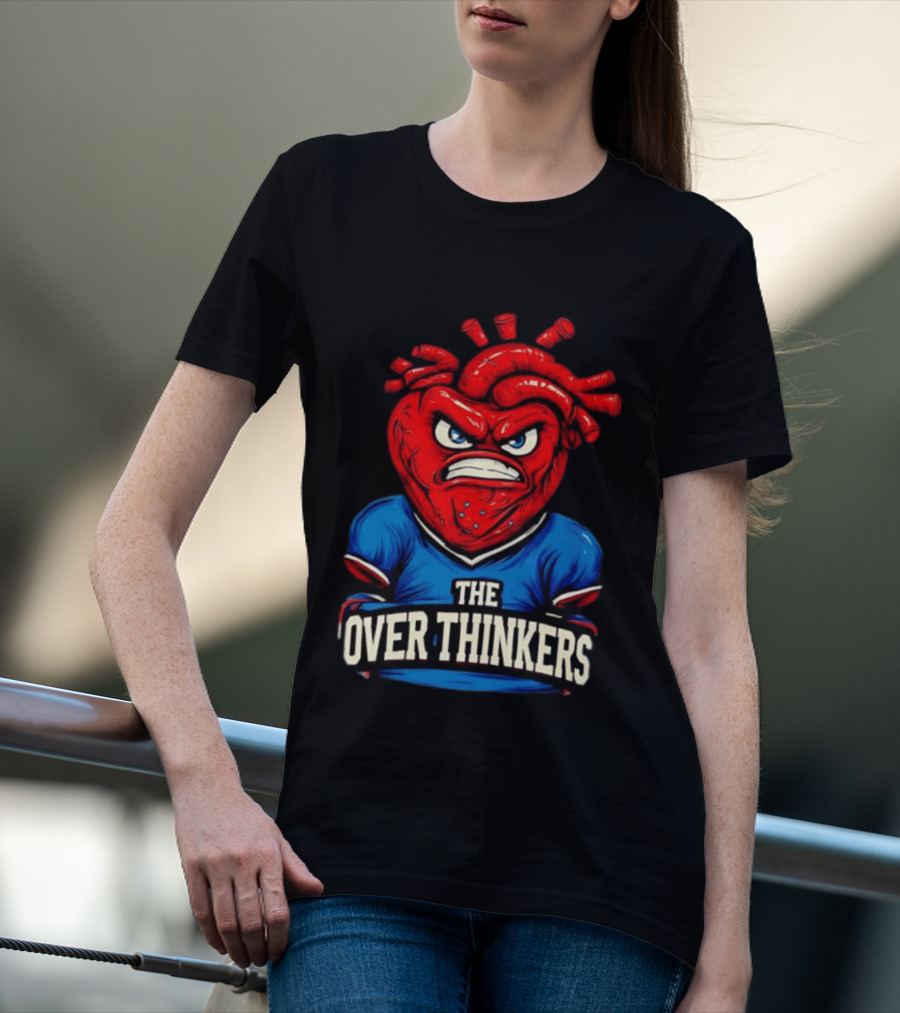 The Overthinkers Varsity Angry Heart Bold Red Blue T-Shirt