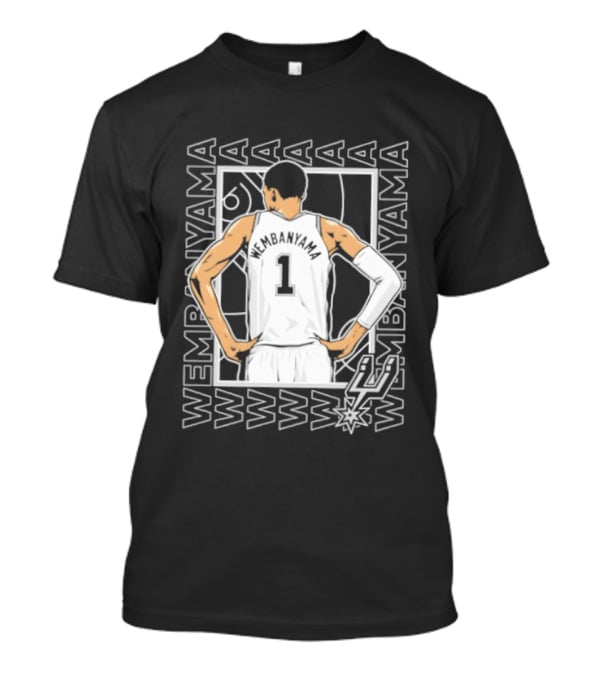 Wembanyama Spurs Number 1 Pose San Antonio Repeated Name T-Shirt