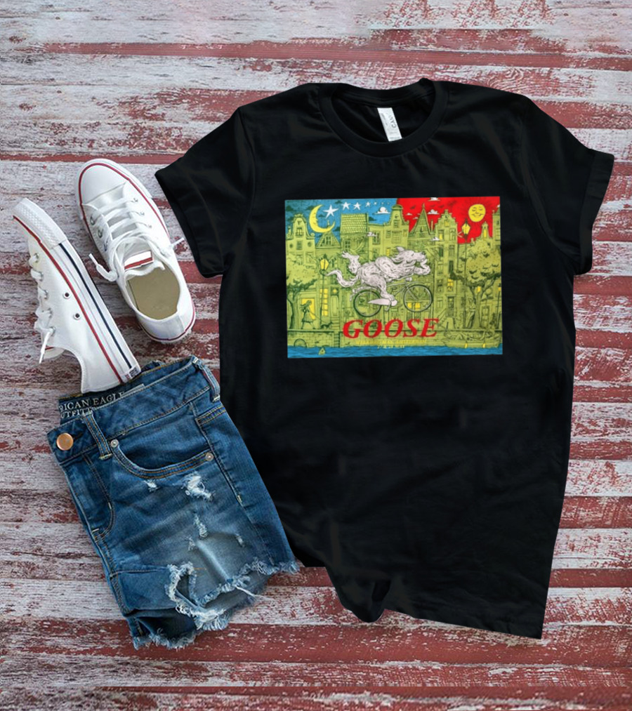 Goose Amsterdam Netherlands 2026 Melkweg Max 27 28 May Gig Bicycle Moon Sun Wolf Houses T-Shirt