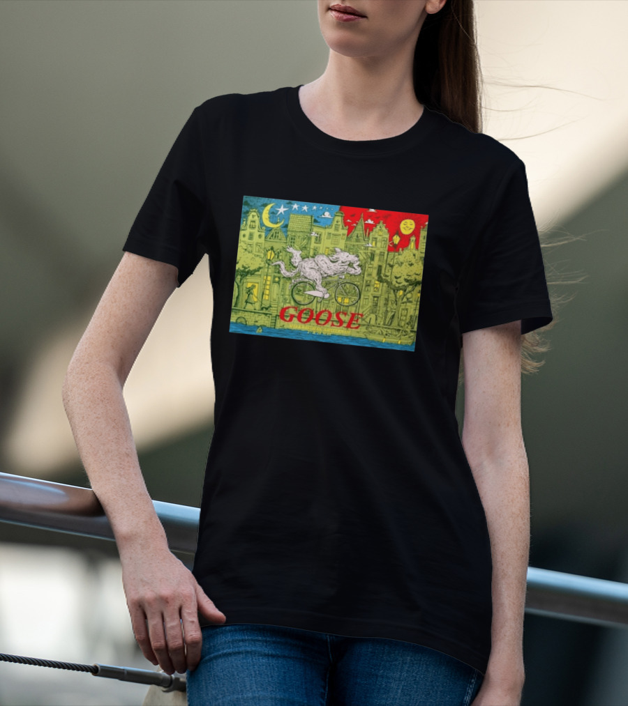 Goose Amsterdam Netherlands 2026 Melkweg Max 27 28 May Gig Bicycle Moon Sun Wolf Houses T-Shirt