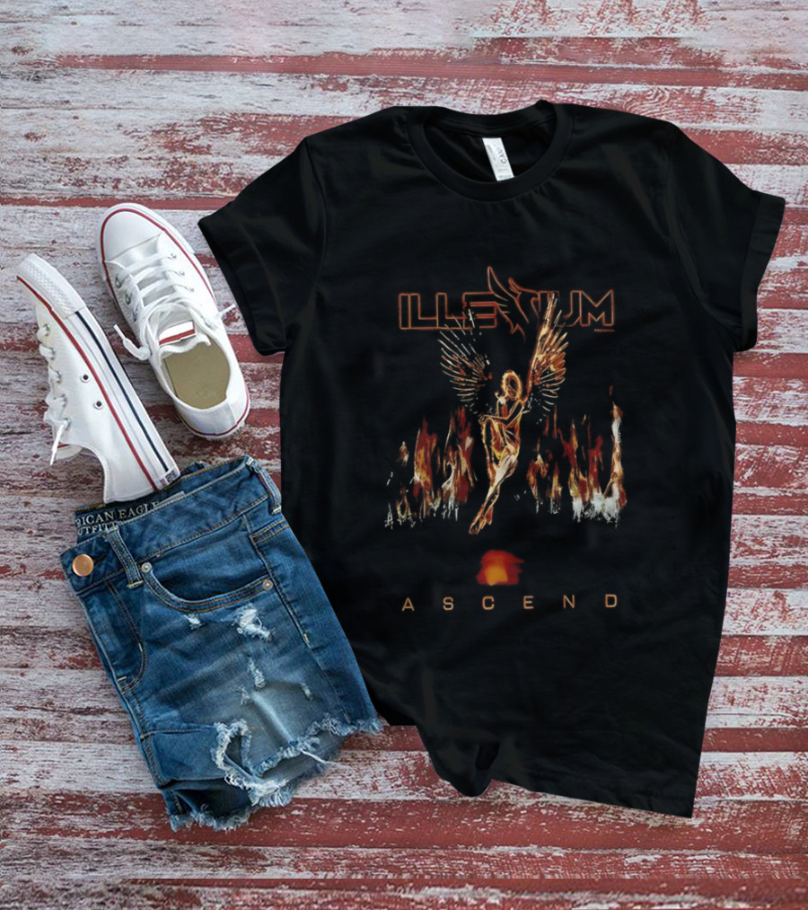 ILLENIUM Ascend Neon Phoenix Angel Wings In Flames T-Shirt
