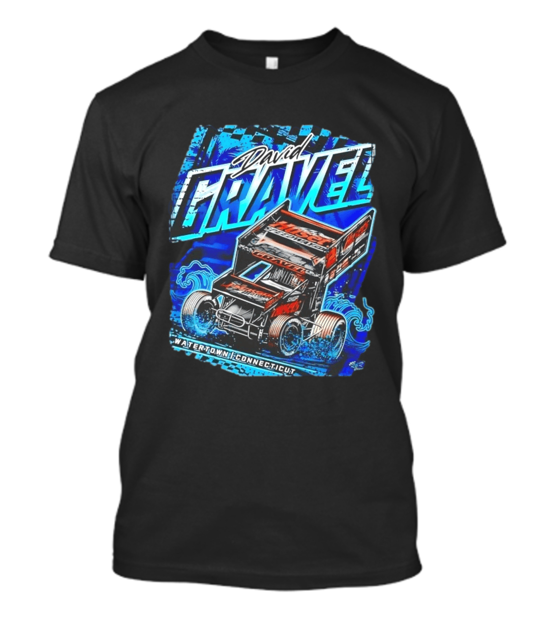David Gravel Racing Blue Wave Watertown Connecticut Sprint Car T-Shirt