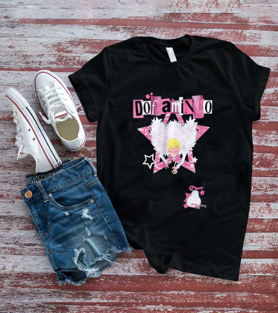 Doflamingo One Piece Pink Star Feathered Cape Anime T-Shirt