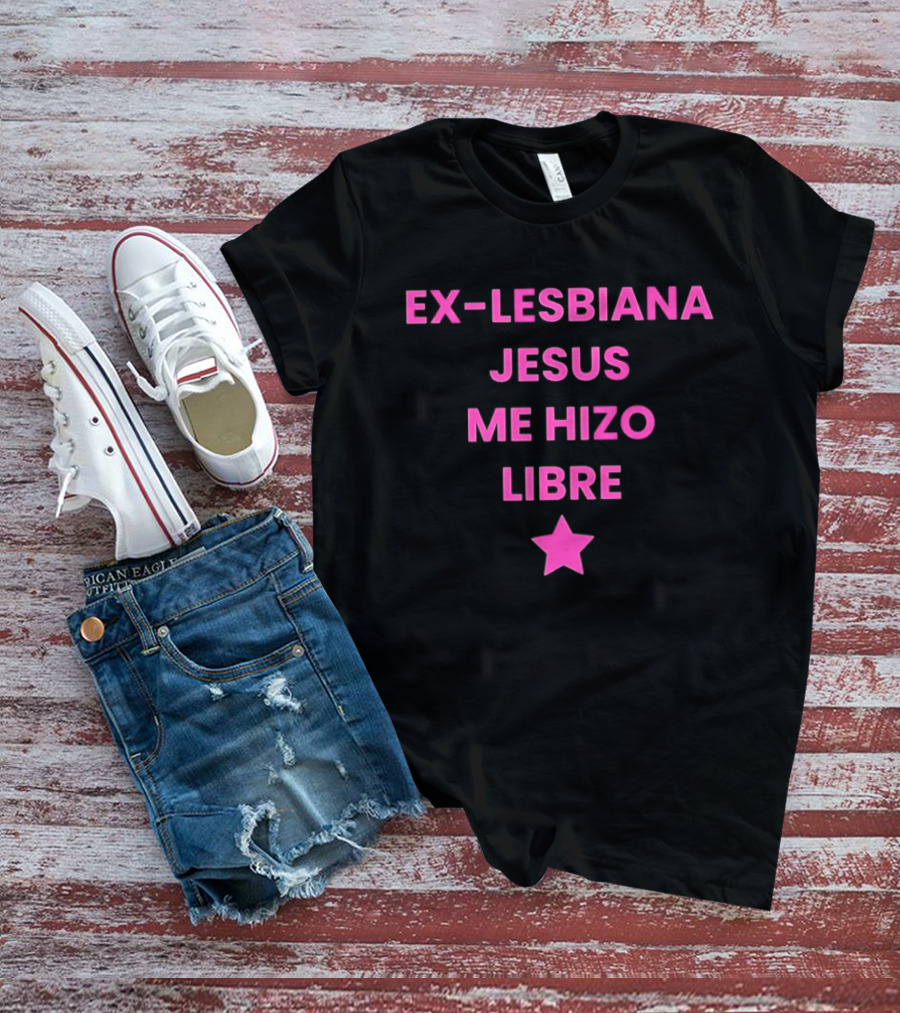 Ex Lesbiana Jesus Me Hizo Libre Estrella Rosa T-Shirt