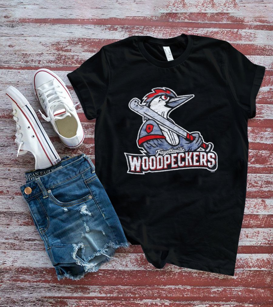 Fayetteville Woodpeckers Baseball Team Mascot Bat MLB T-Shirt