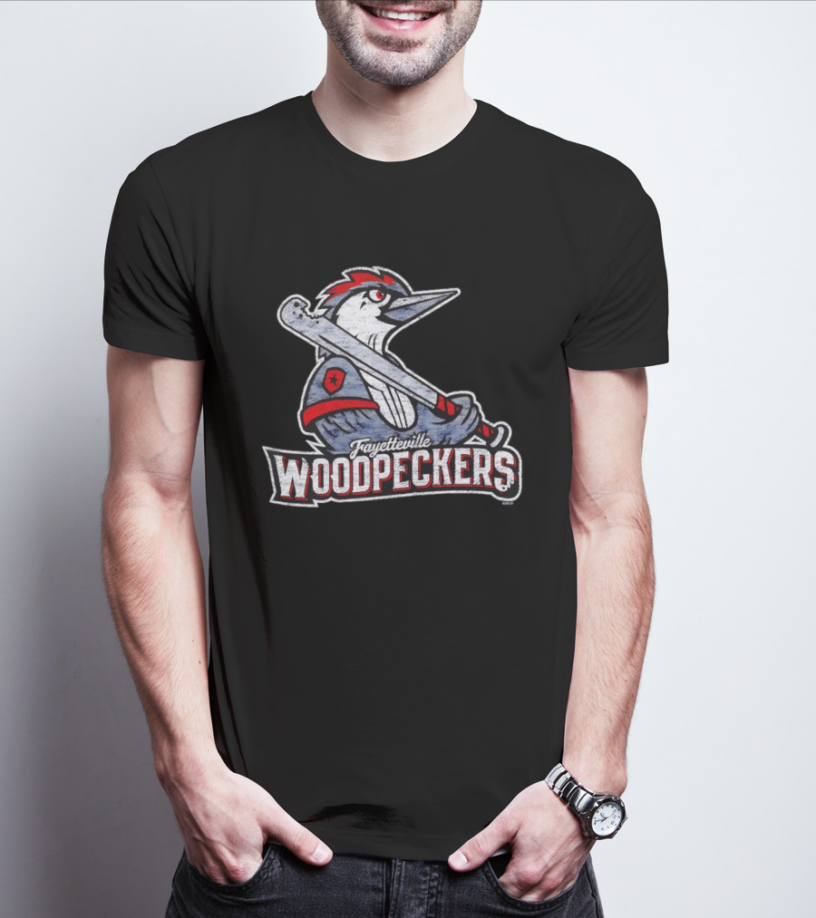 Fayetteville Woodpeckers Baseball Team Mascot Bat MLB T-Shirt