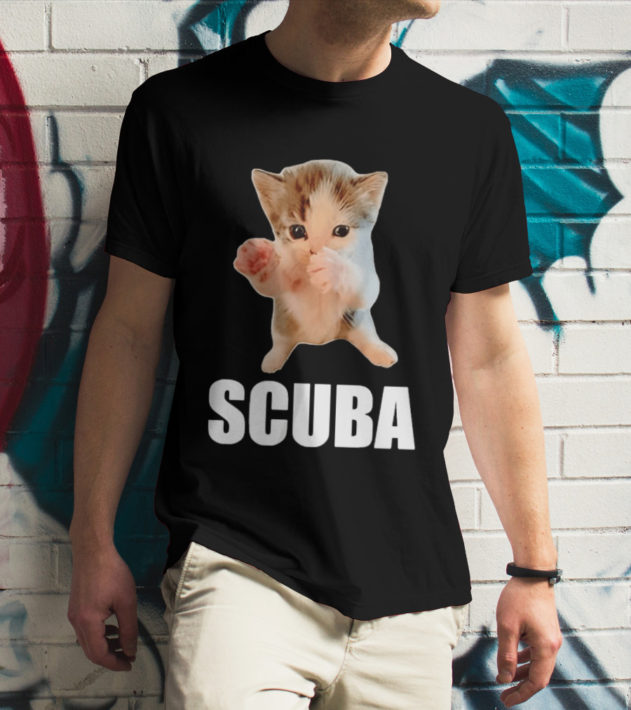 Kitten Cat Feline Pet Animal Martial Arts Scuba Meme Warrior Defender T-Shirt