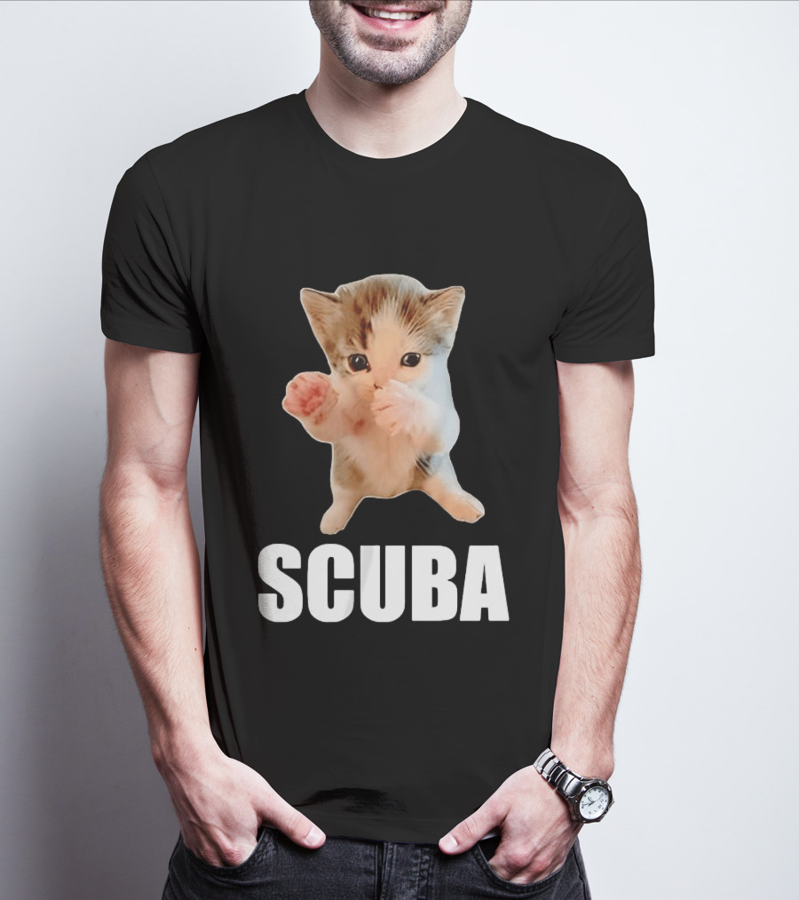 Kitten Cat Feline Pet Animal Martial Arts Scuba Meme Warrior Defender T-Shirt