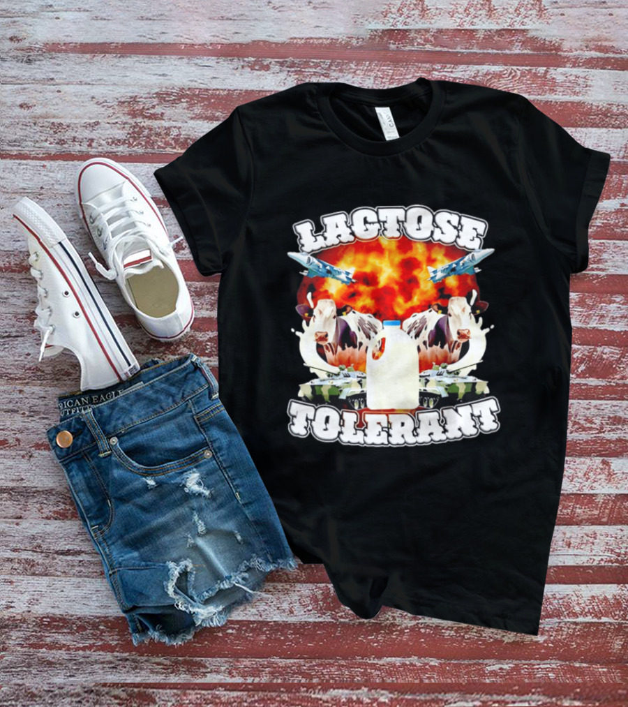 Lactose Tolerant Milk Cow Conflict With Military Jets And Tanks Explosion T-Shirt