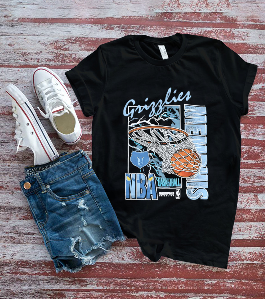 Grizzlies Memphis Basketball NBA Bear Logo And Hoop T-Shirt