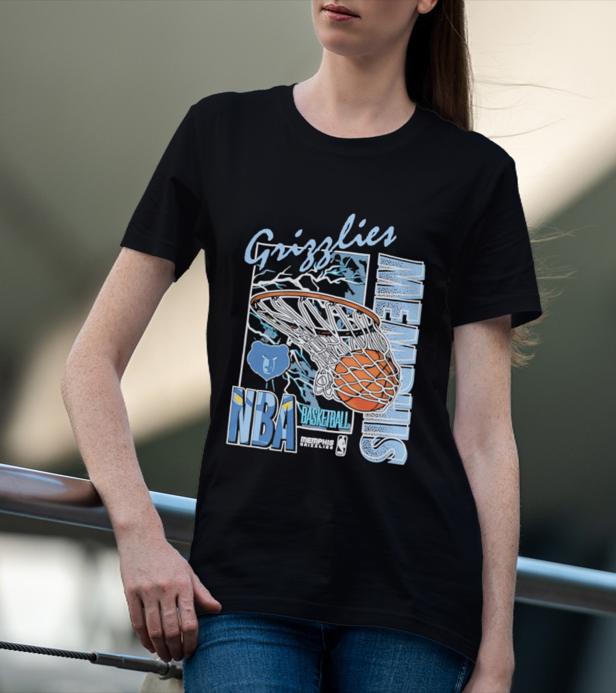 Grizzlies Memphis Basketball NBA Bear Logo And Hoop T-Shirt