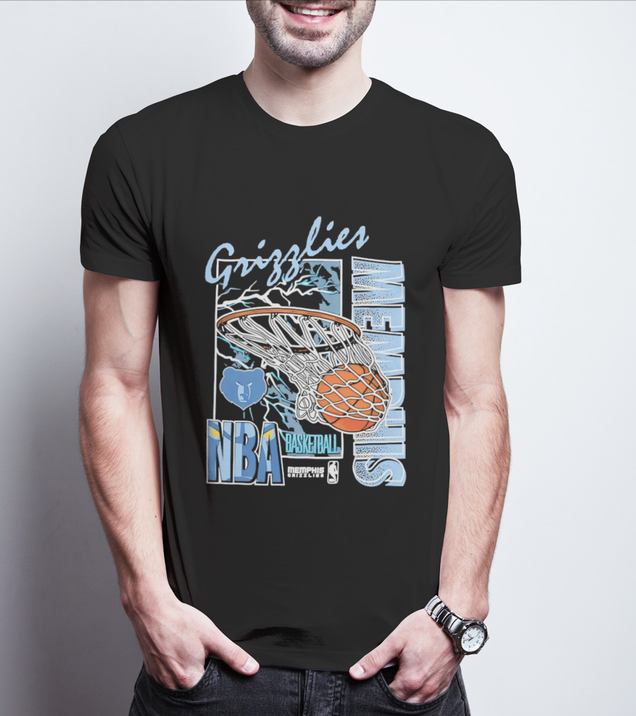Grizzlies Memphis Basketball NBA Bear Logo And Hoop T-Shirt