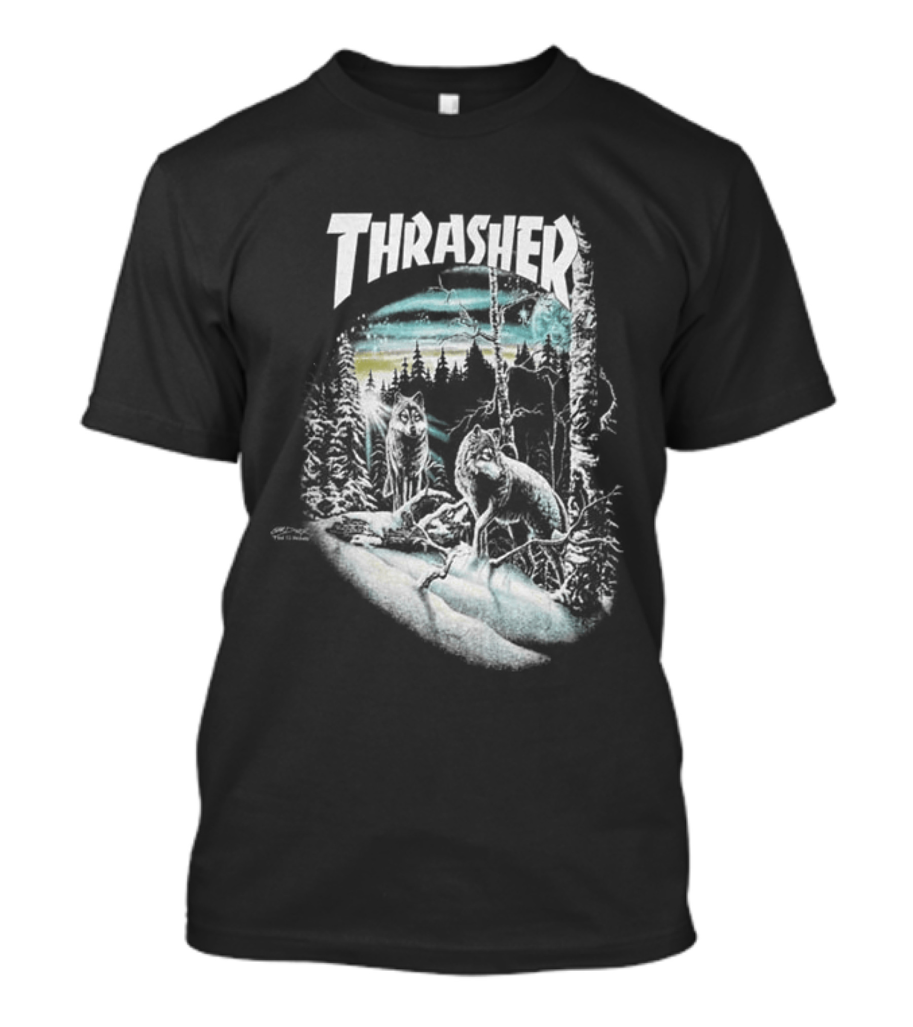 Thrasher 13 Wolves Forest Scene T-Shirt