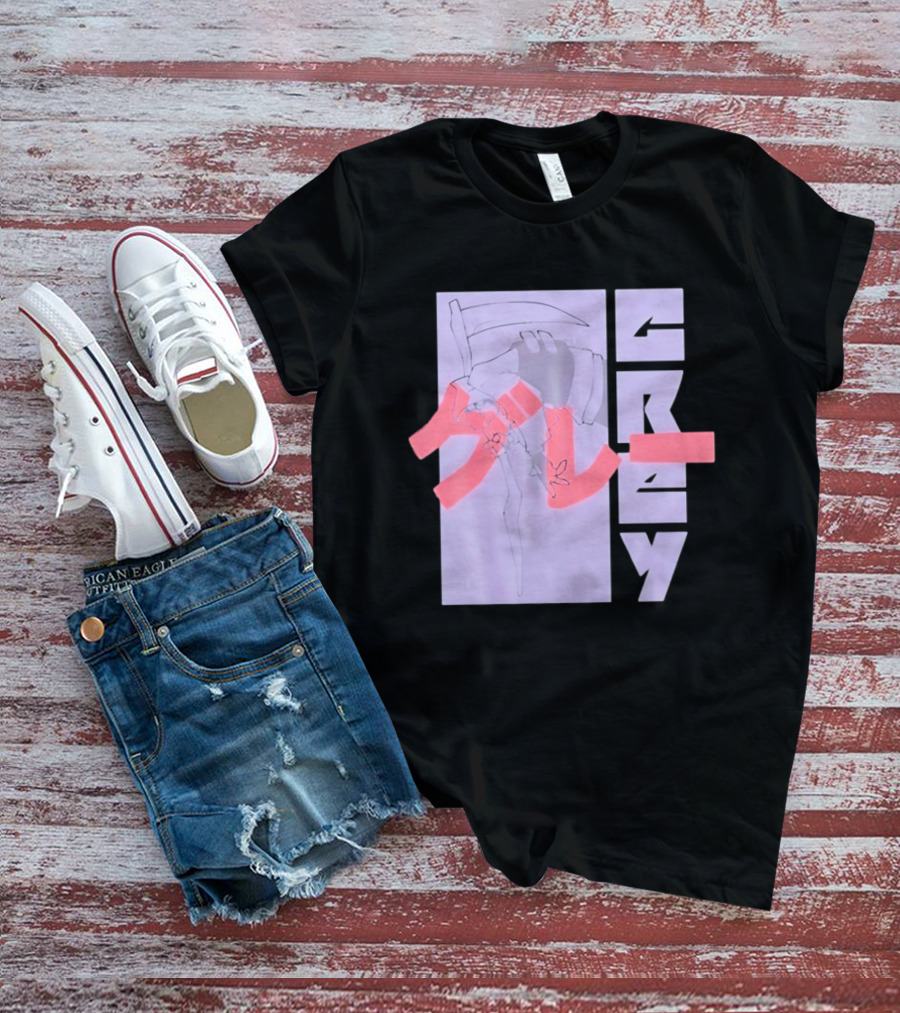 Grim Reaper Grey Japanese Kanji T-Shirt