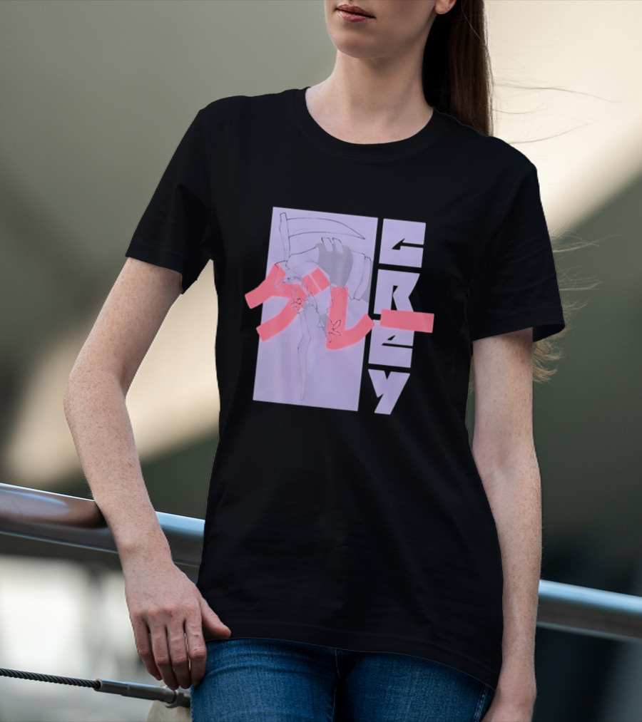 Grim Reaper Grey Japanese Kanji T-Shirt