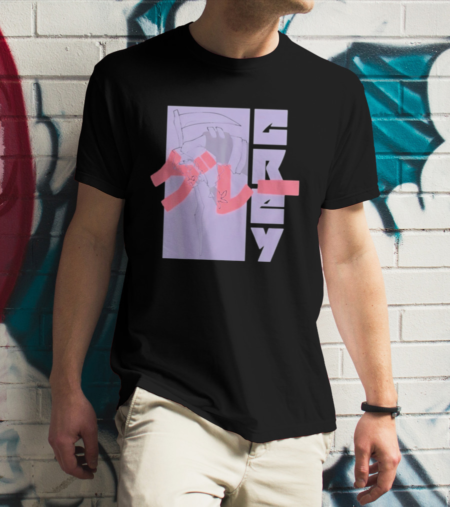 Grim Reaper Grey Japanese Kanji T-Shirt