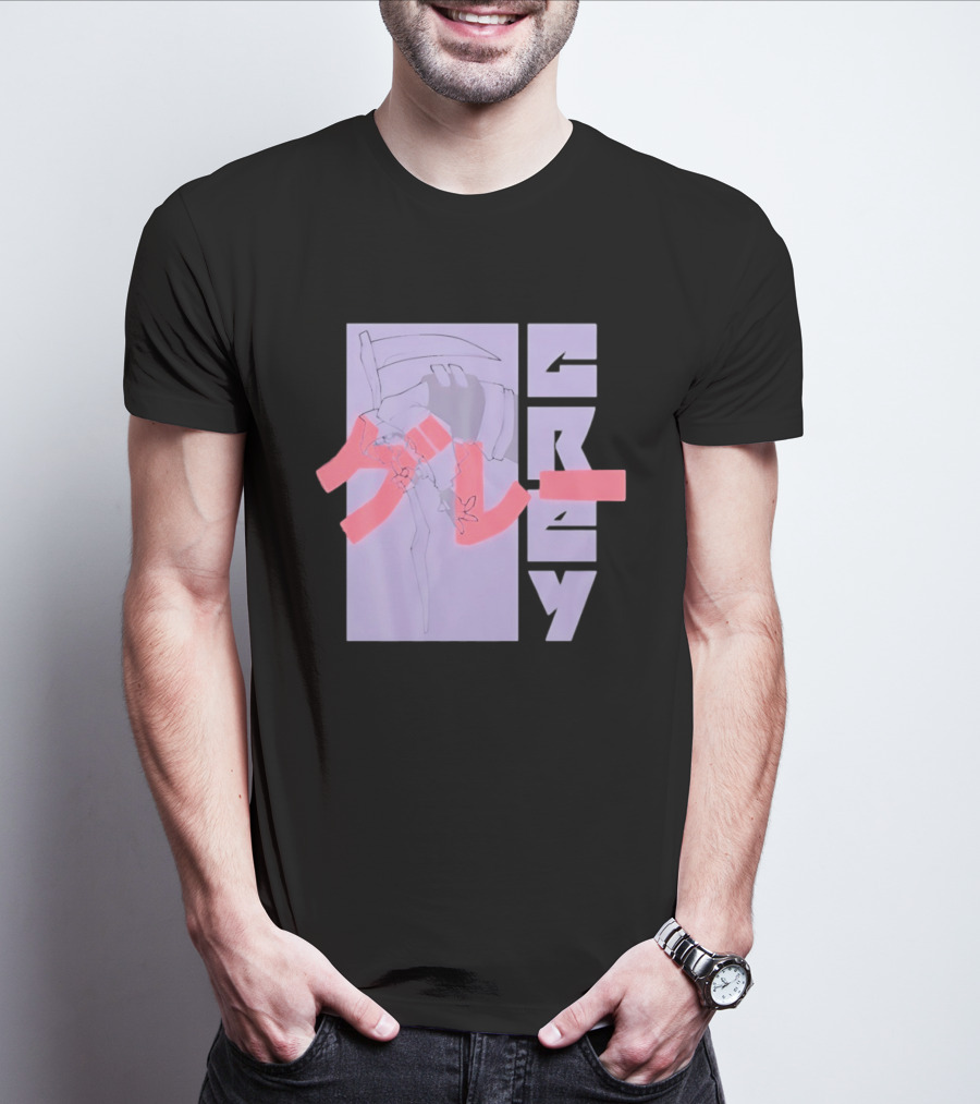 Grim Reaper Grey Japanese Kanji T-Shirt