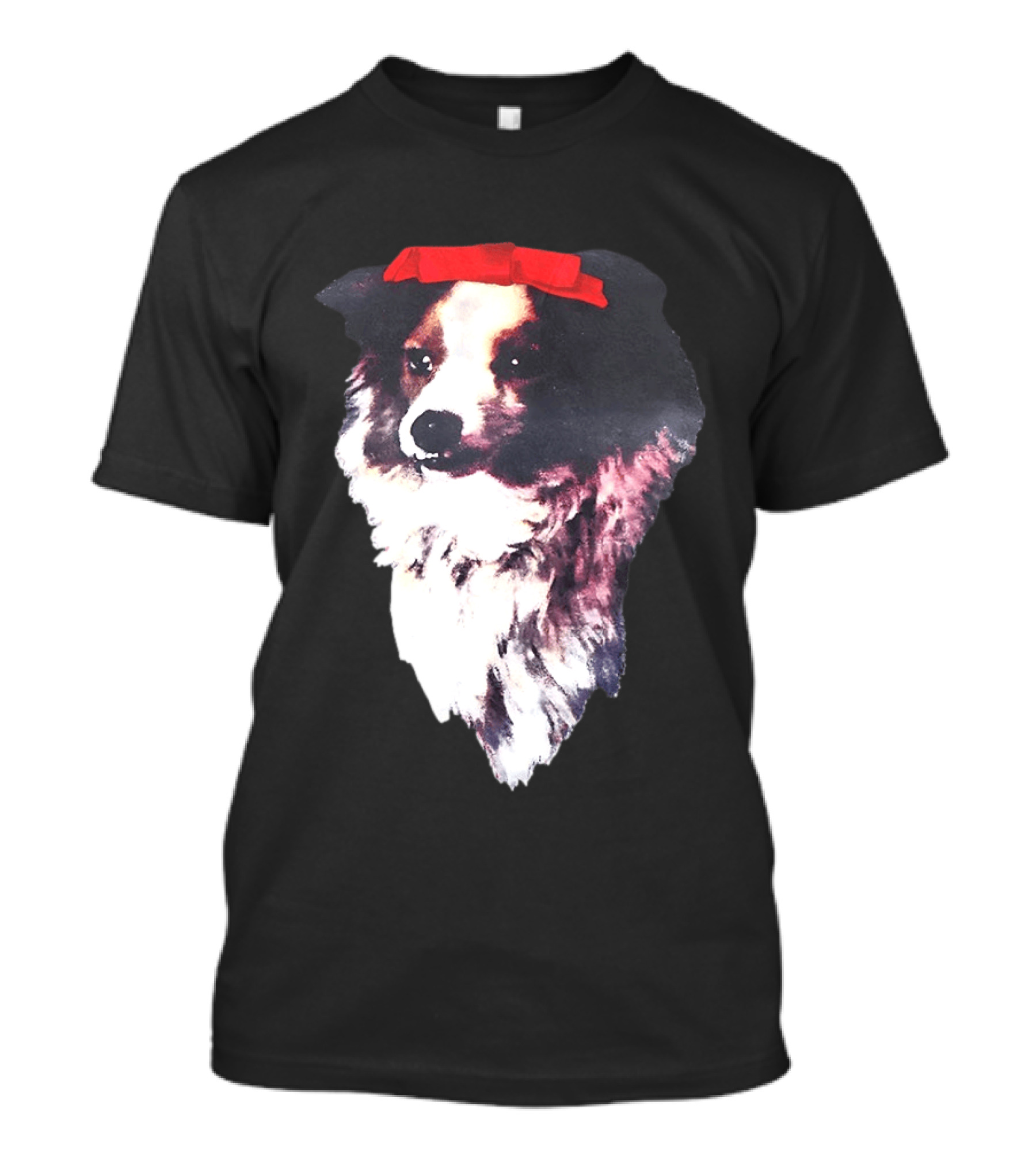 Sabrina Carpenter Collie Dog With Red Bow T-Shirt