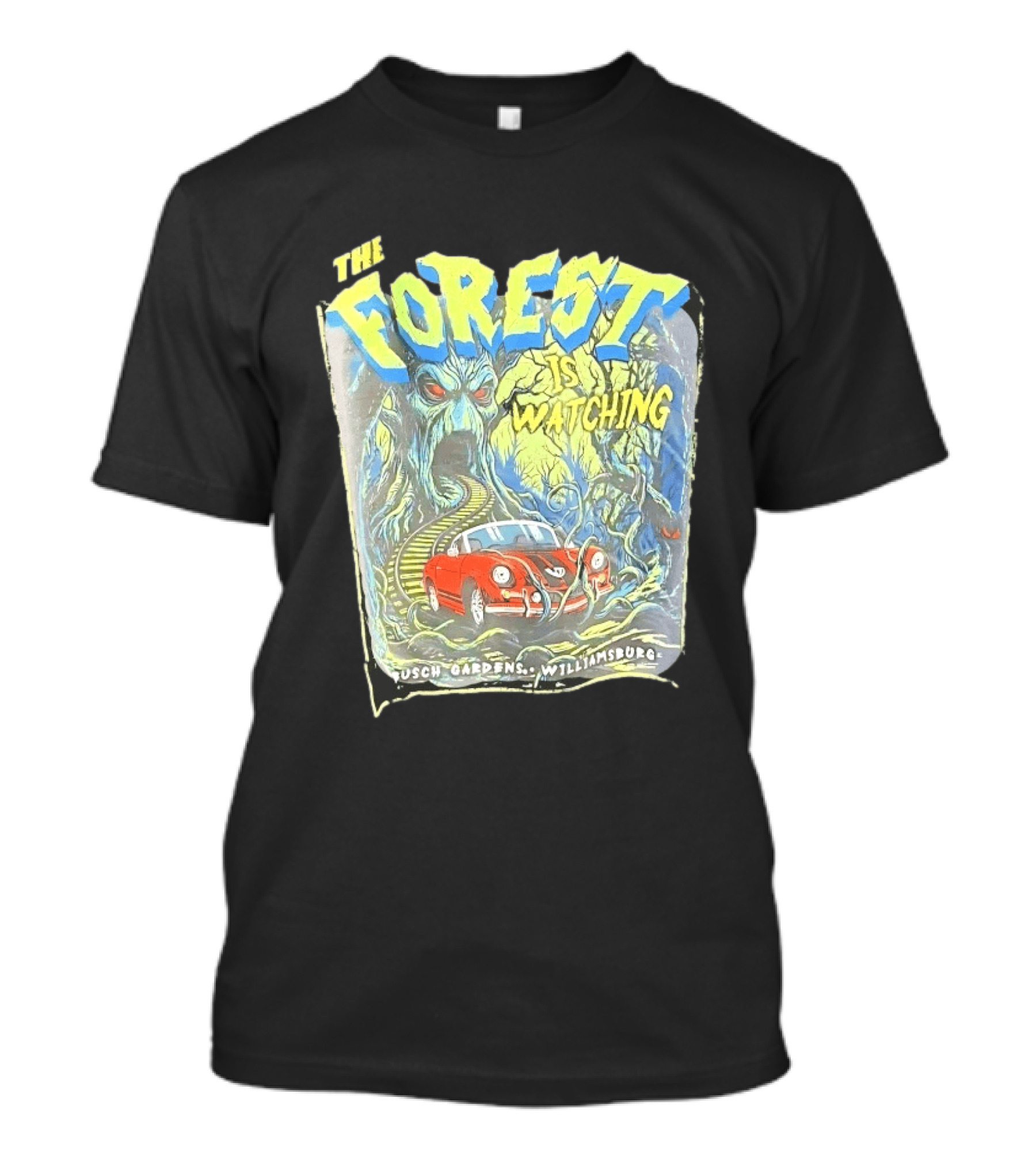 The Forest Is Ing Busch Gardens Williamsburg Red Car And Creepy Trees T-Shirt