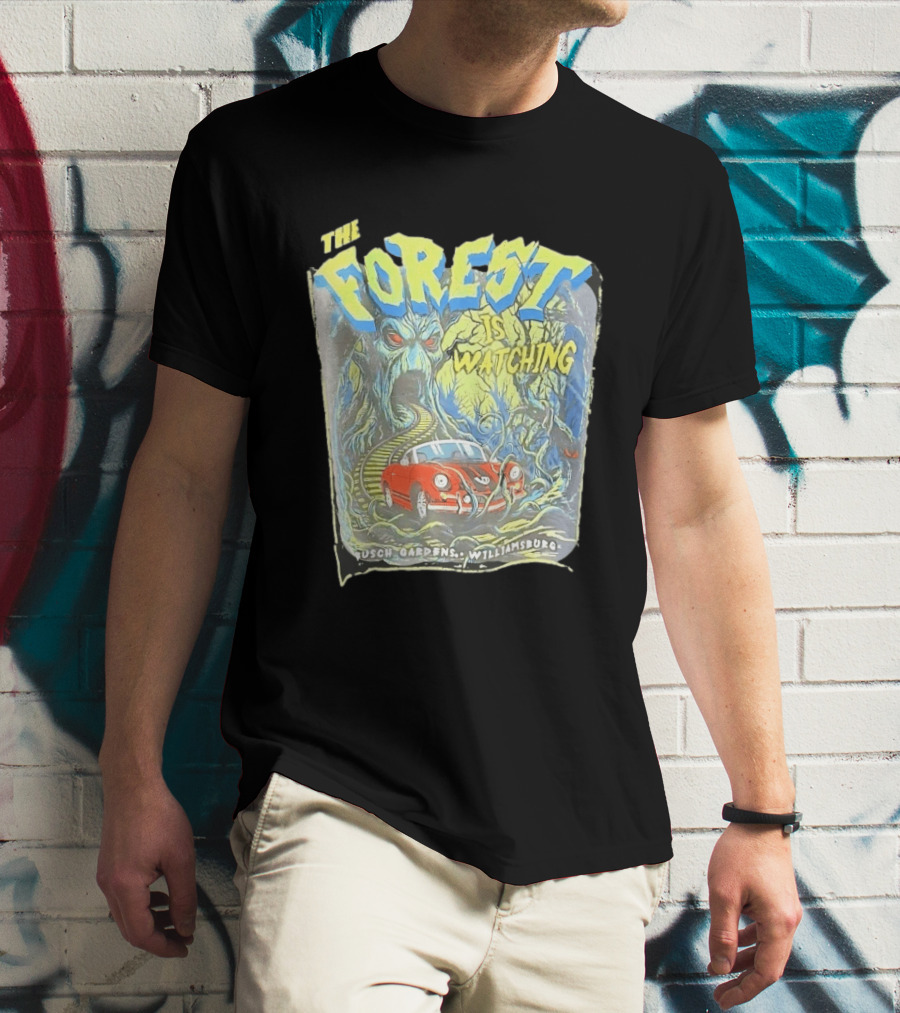 The Forest Is Ing Busch Gardens Williamsburg Red Car And Creepy Trees T-Shirt